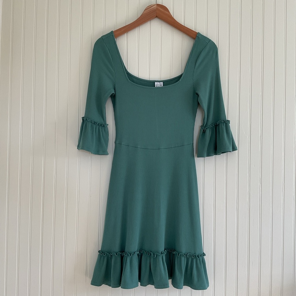 & Other Stories Ribbed Dress Green
